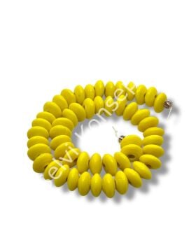 El Yapımı Parlak Disk Rondela Cam Boncuk Dizi Sarı 10x5 mm