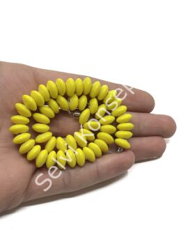 El Yapımı Parlak Disk Rondela Cam Boncuk Dizi Sarı 10x5 mm