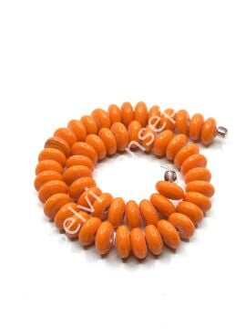 El Yapımı Parlak Disk Rondela Cam Boncuk Dizi Turuncu 10x5 mm