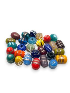 El Yapımı Karışık Hint Cam Boncuk Büyük Boy 500 gr