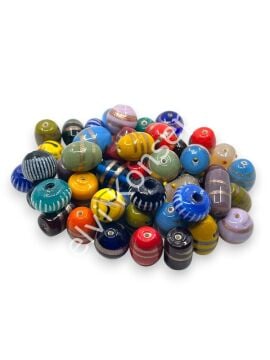 El Yapımı Karışık Hint Cam Boncuk Büyük Boy 500 gr