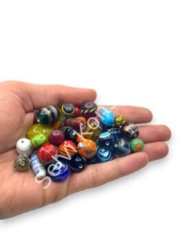 El Yapımı Karışık Hint Cam Boncuk Küçük-Orta-Büyük Boy 500 gr