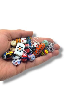 El Yapımı Özel Seri  Karışık Hint Cam Boncuk 250 Gr