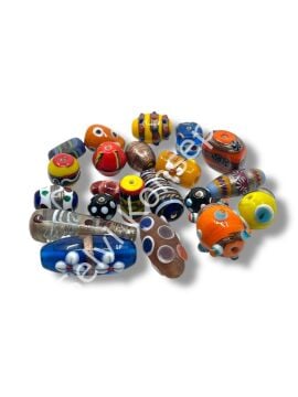 El Yapımı Özel Seri  Karışık Hint Cam Boncuk 250 Gr