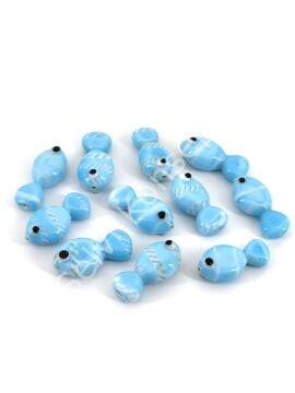 Murano Cam Çizgili Balık Bebek Mavisi