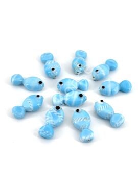 Murano Cam Çizgili Balık Bebek Mavisi