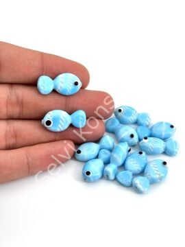 Murano Cam Çizgili Balık Bebek Mavisi