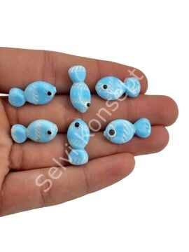 Murano Cam Çizgili Balık Bebek Mavisi