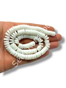 El Yapımı Venetian Parlak Disk-Pul Cam Boncuk Beyaz Dizi 8x4 mm