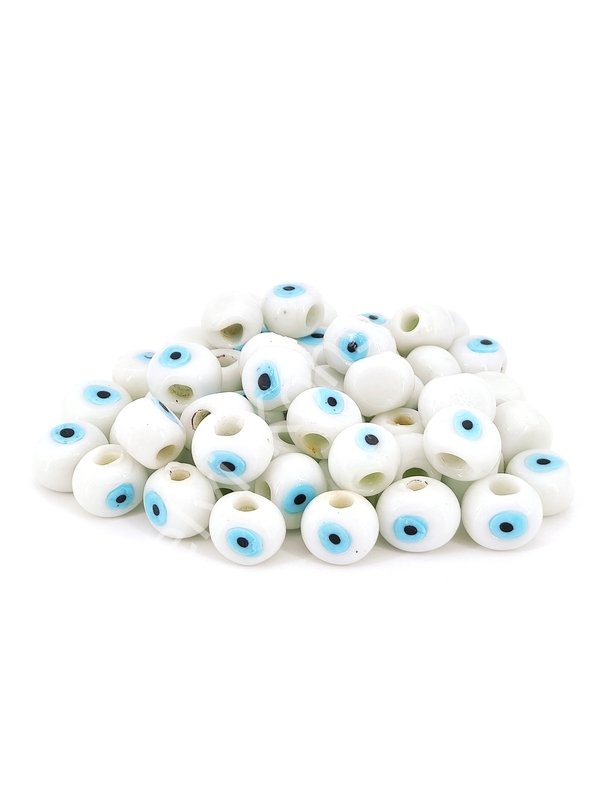 Beyaz Danagöz Cam Boncuk Orta Boy