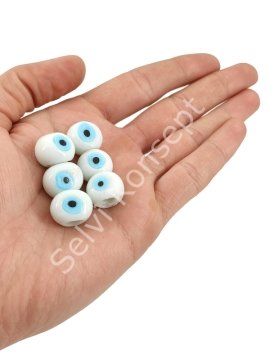 Beyaz Danagöz Cam Boncuk Orta Boy